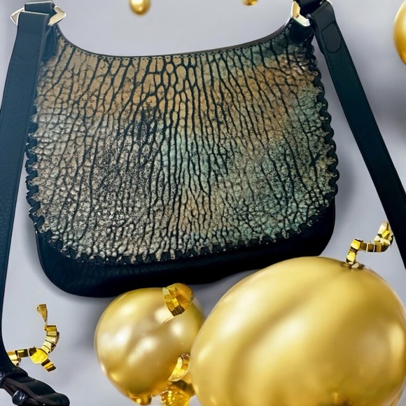 Oryany CROSSBODY FOR SALE. Metallic and black designer crossbody soft leather. - Picture 1 of 16